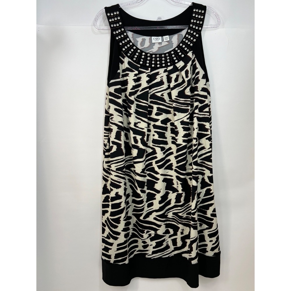 Cato Black Brown Cream Animal Print Summer‎ Dress Sleeveless Womans 14/16W
